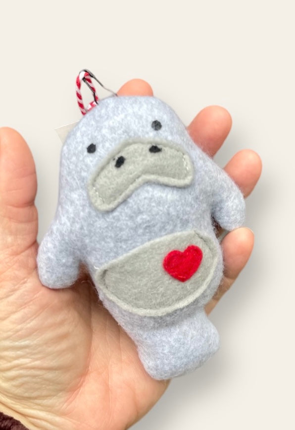 Manatee ornament mini stuffed animal