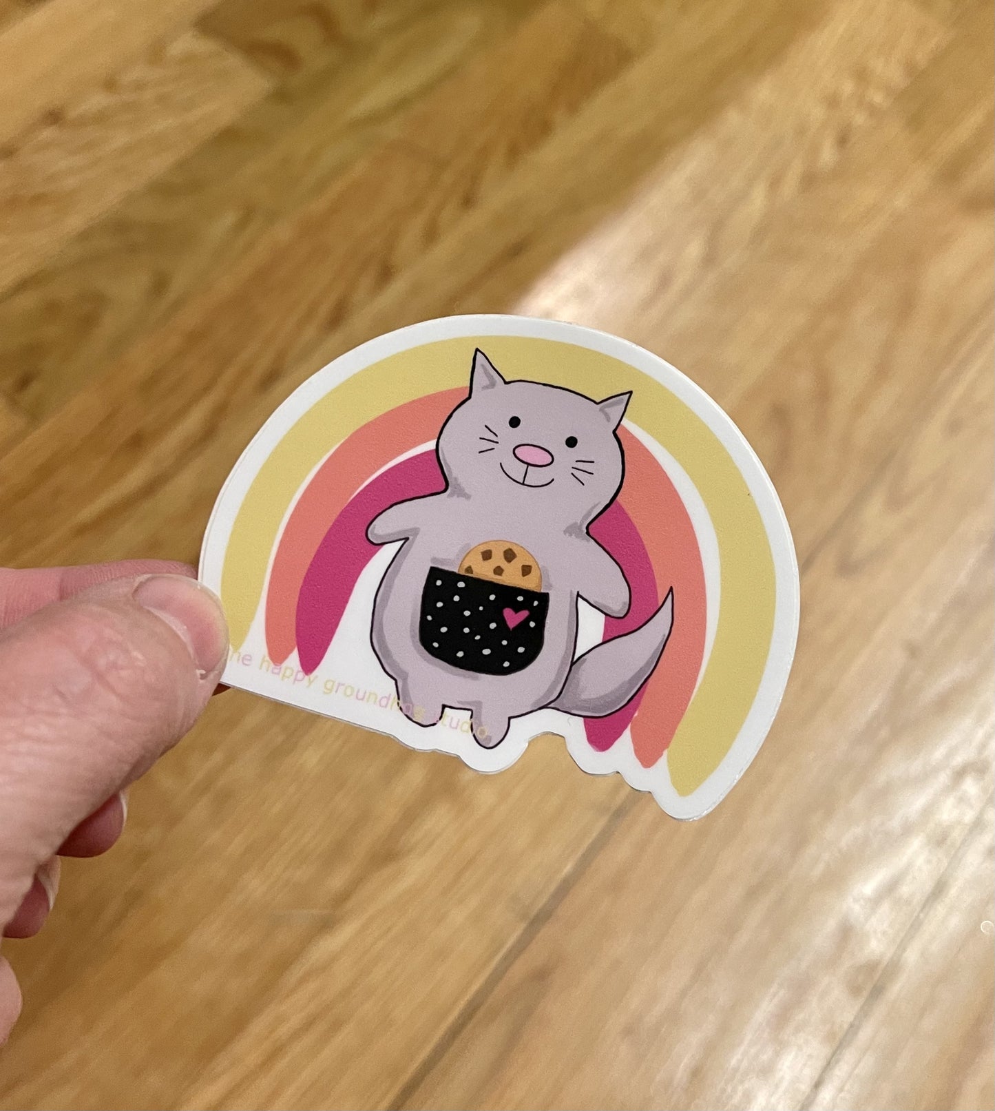 Kitty with Rainbow Sticker