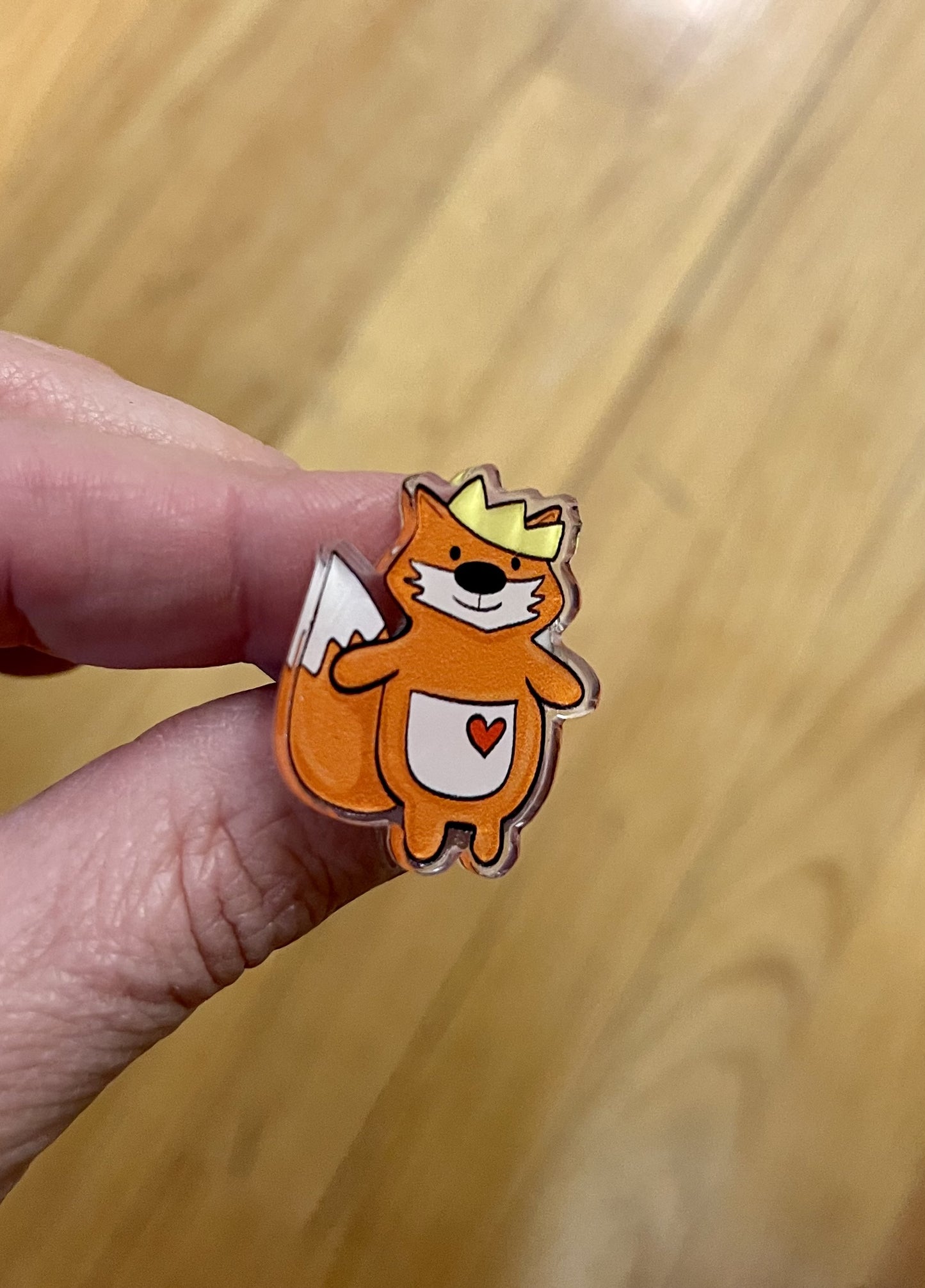 Fox with Crown Acrylic Pin