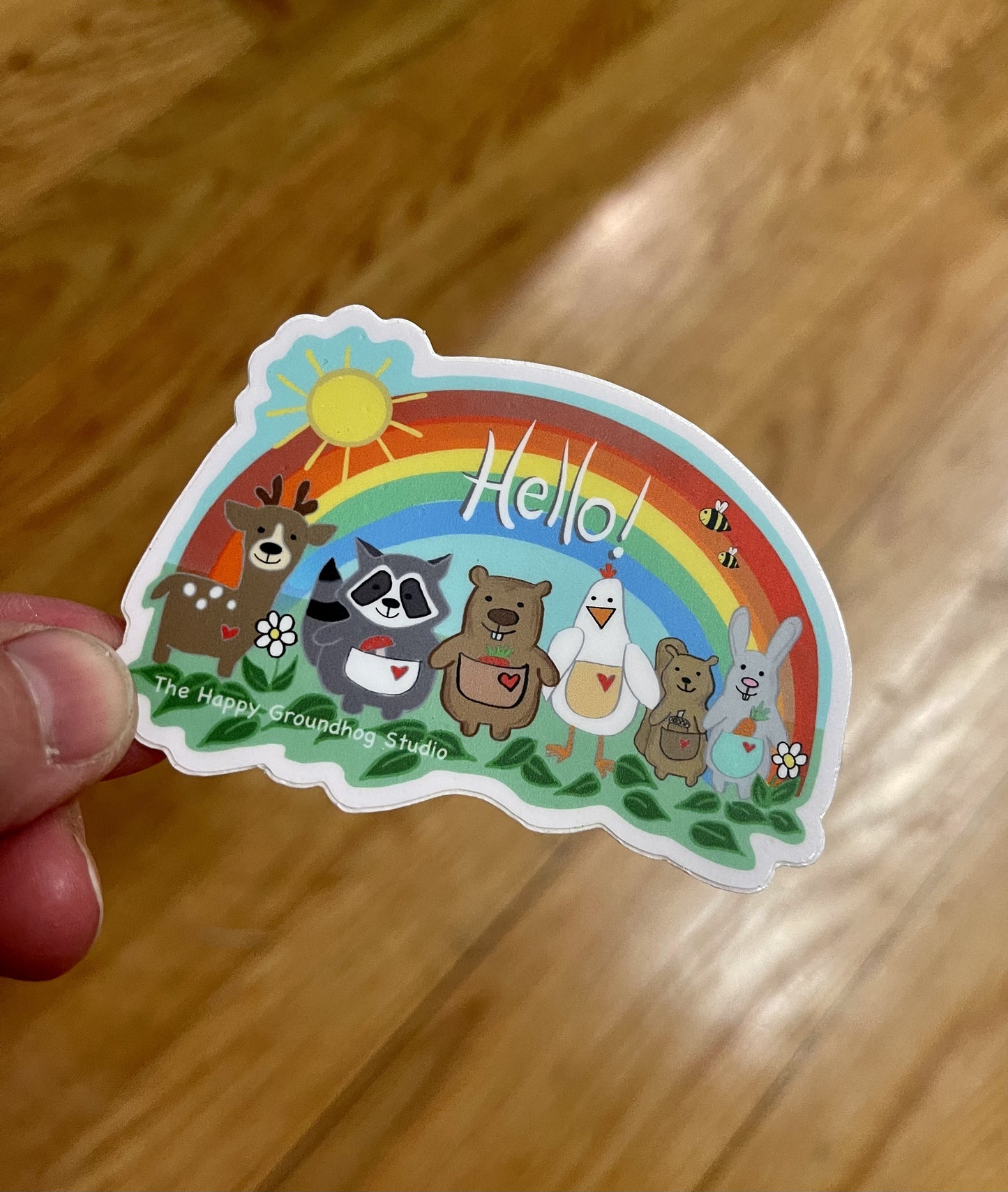 Hello Rainbow Critters Sticker