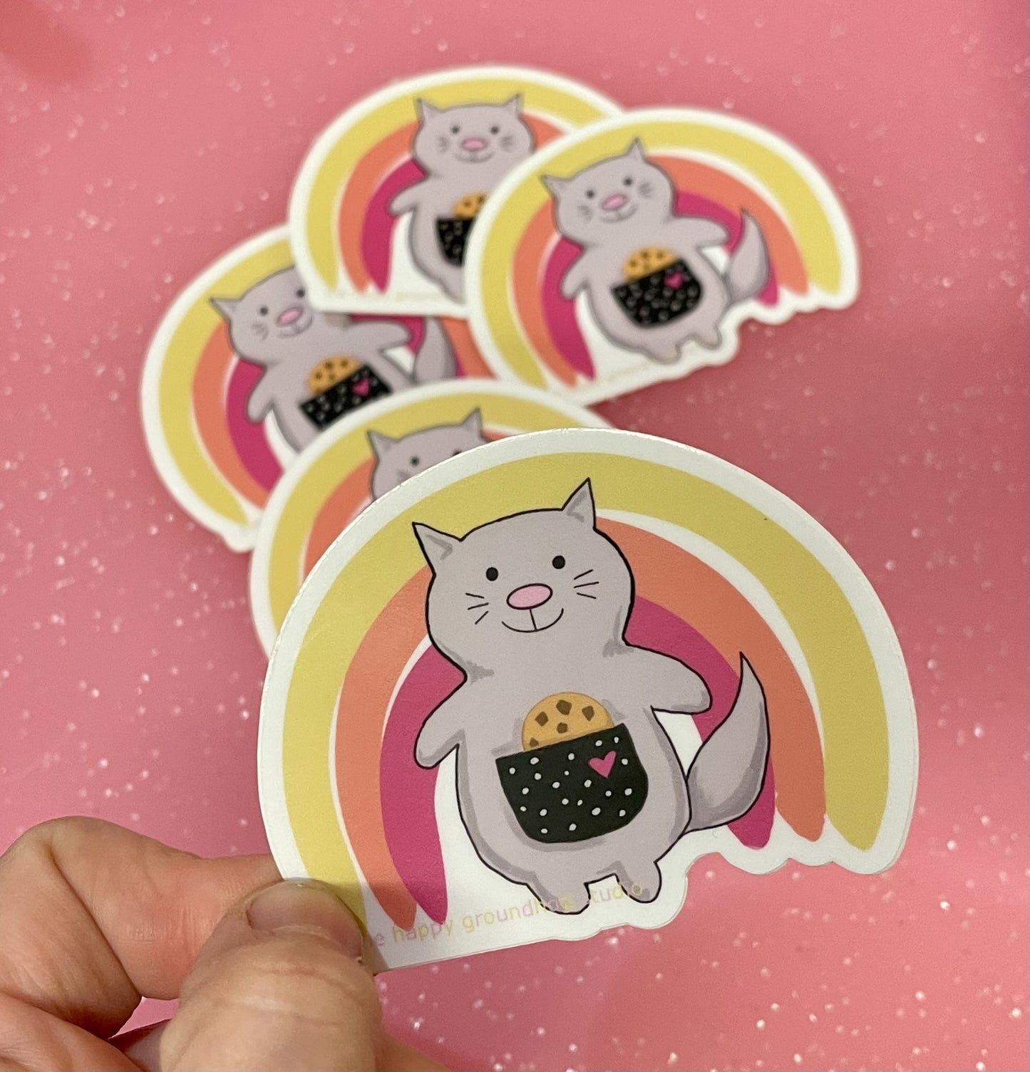 Kitty with Rainbow Sticker