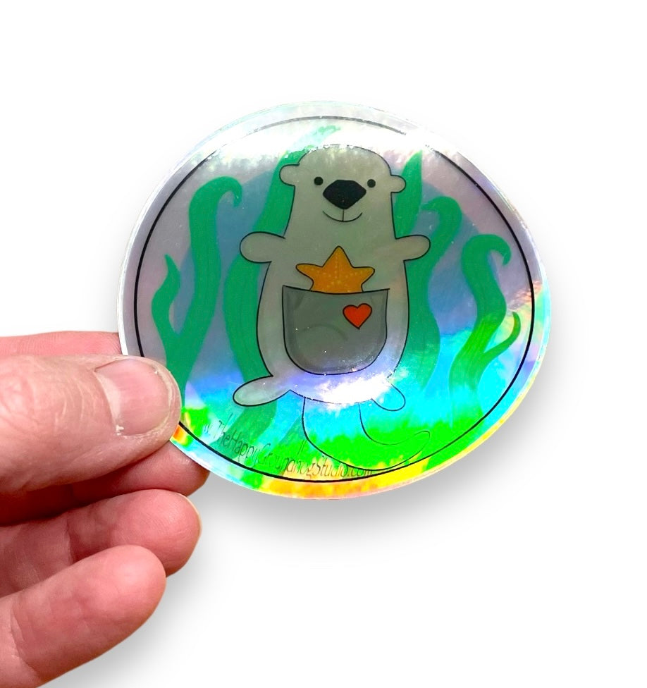Sea Otter Holographic Sticker