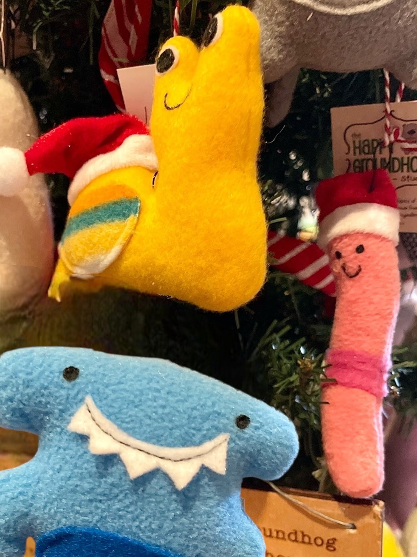 Happy Worm Green snow cap Ornament