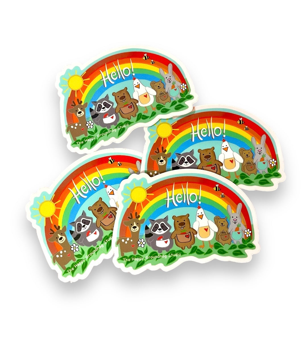 Hello Rainbow Critters Sticker