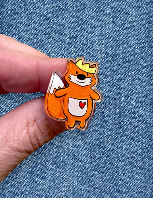 Fox with Crown Acrylic Pin