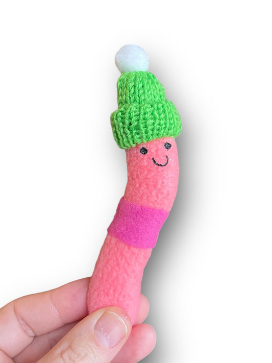 Happy Worm Green snow cap Ornament