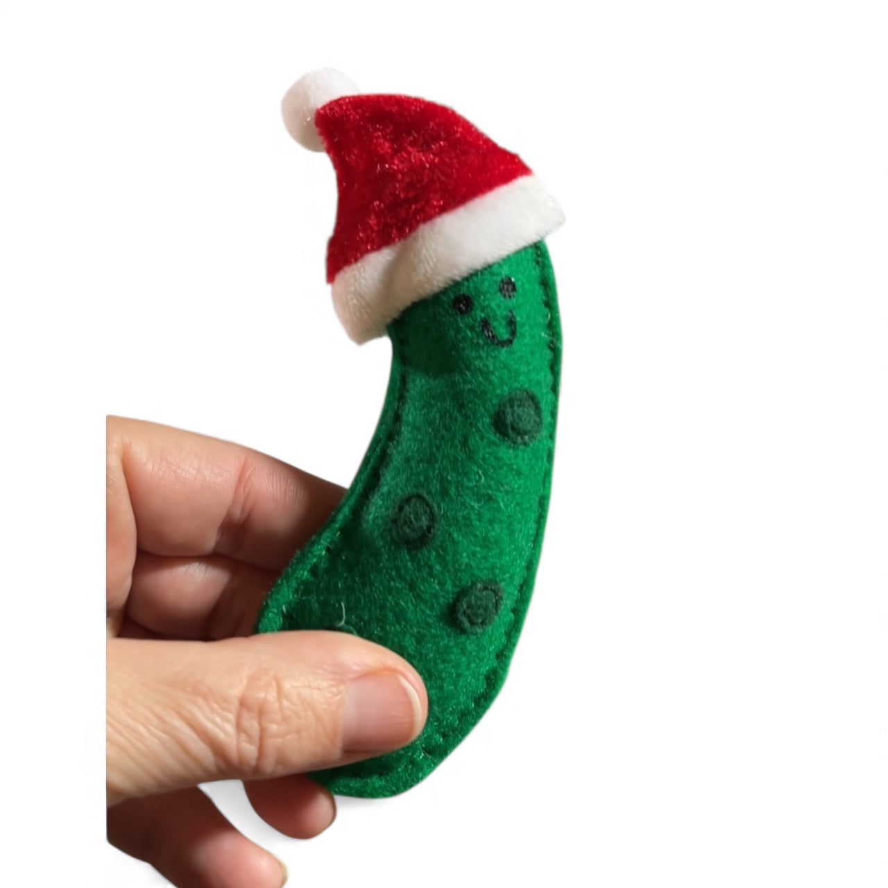 Pickle with a Santa Hat Ornament
