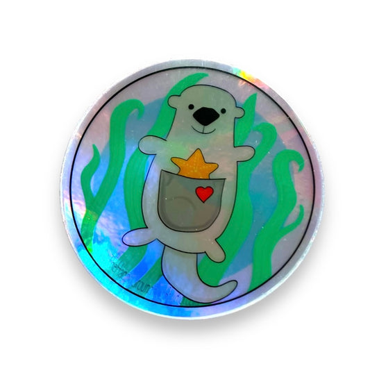 Sea Otter Holographic Sticker