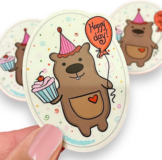 Happy Groundhog Happy Day, Birthday Sticker