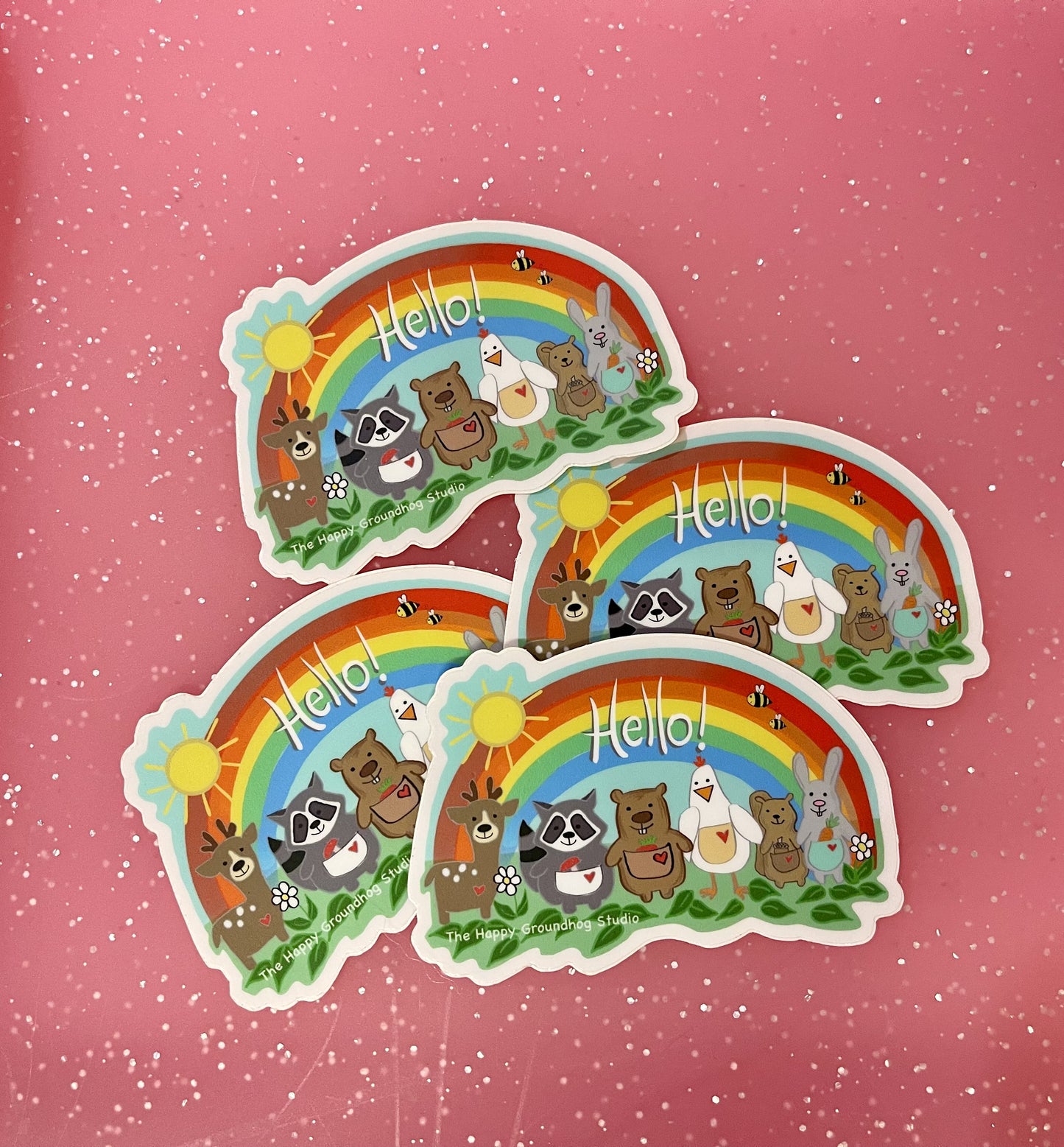 Hello Rainbow Critters Sticker