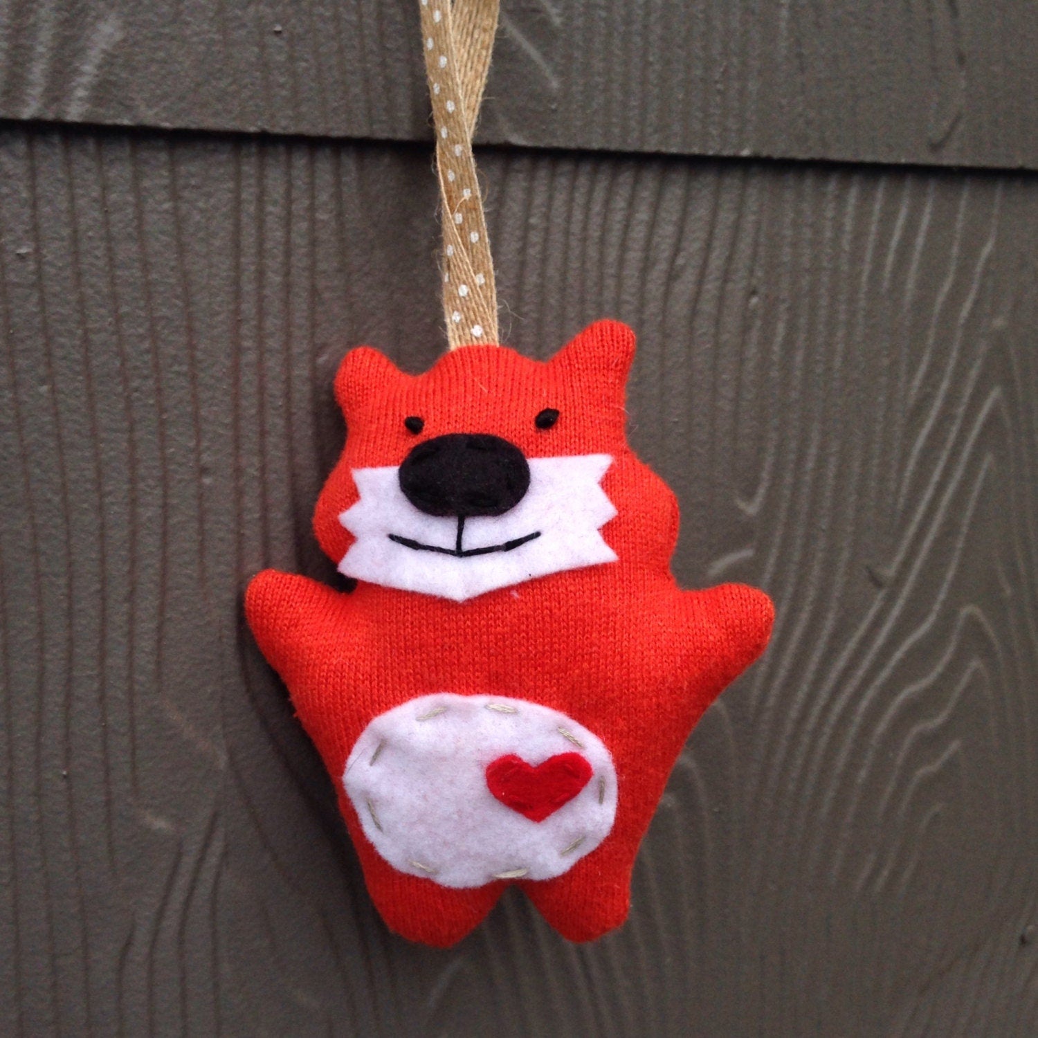 Little Fox ornament from recycled materials