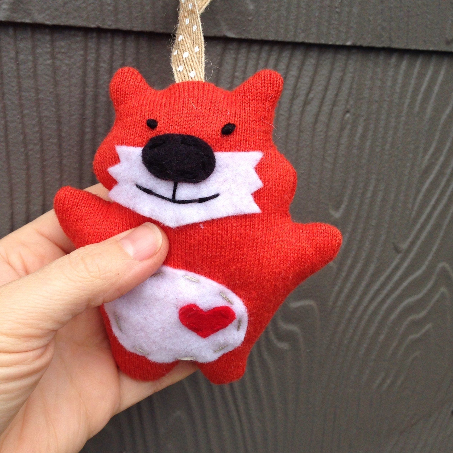 Little Fox ornament from recycled materials