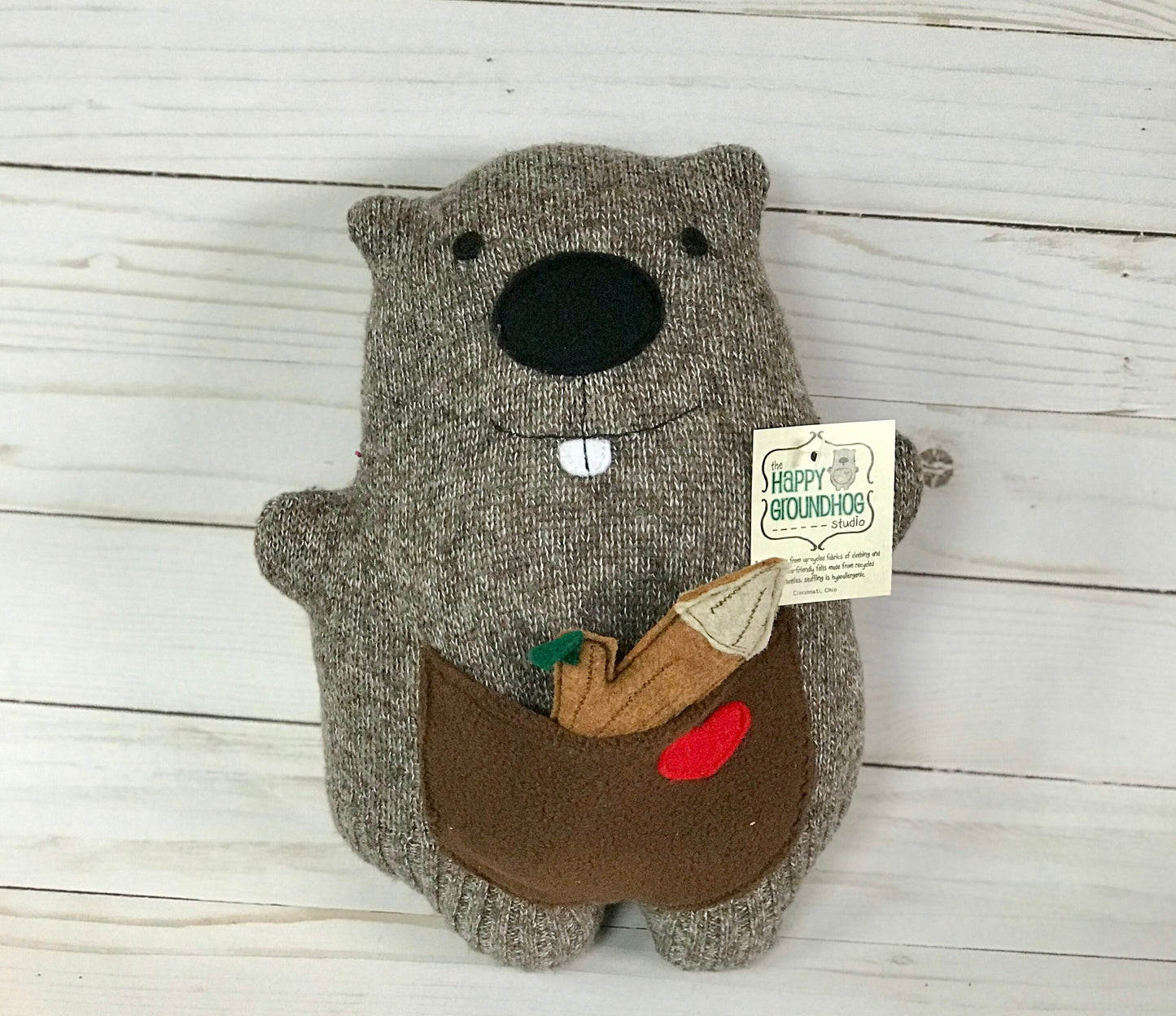 Beaver stuffed animal handmade ecofriendly