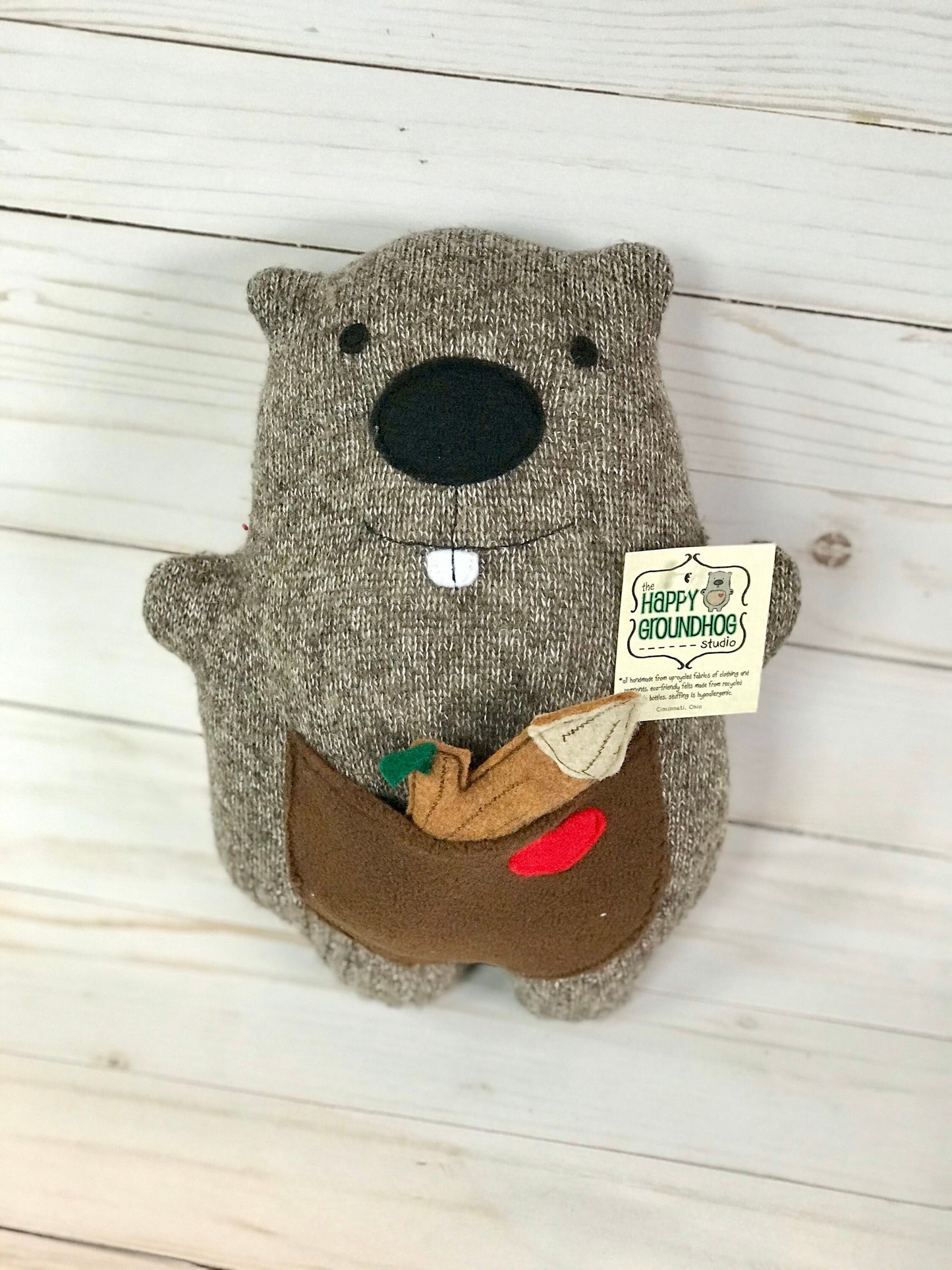 Beaver stuffed animal handmade ecofriendly